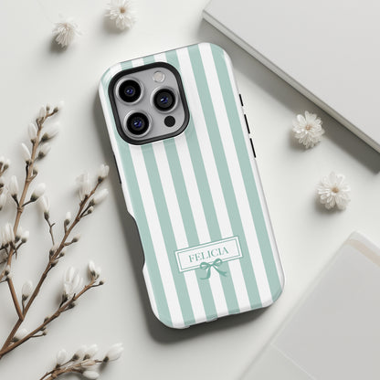 Personalisable Striped Design (Blue) iPhone Case