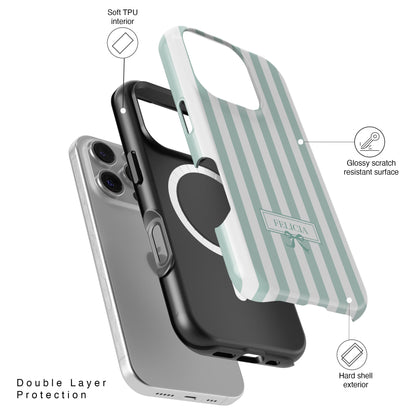 Personalisable Striped Design (Blue) iPhone Case