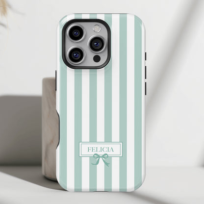 Personalisable Striped Design (Blue) iPhone Case