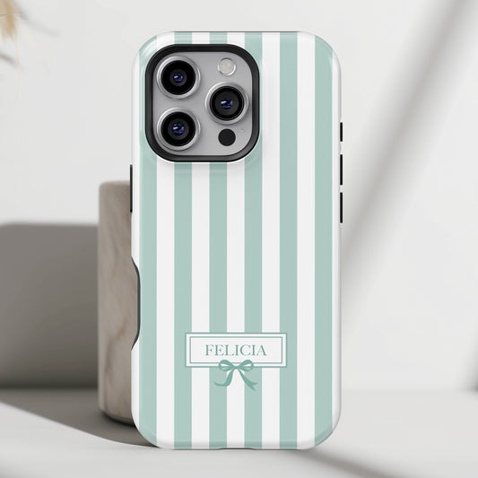 Personalisable Striped Design (Blue) iPhone Case