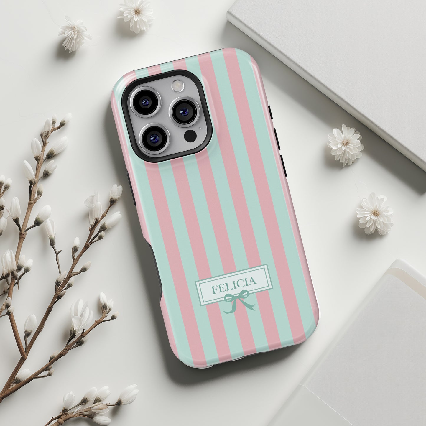Personalisable Striped Design (Candy) iPhone Case