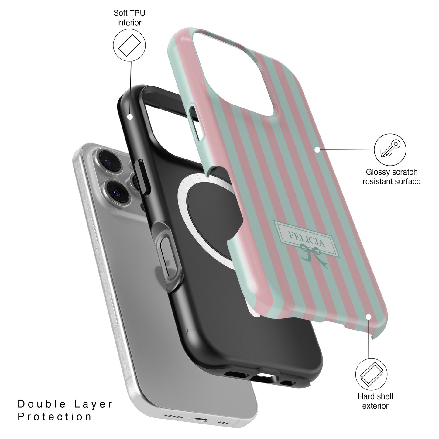 Personalisable Striped Design (Candy) iPhone Case