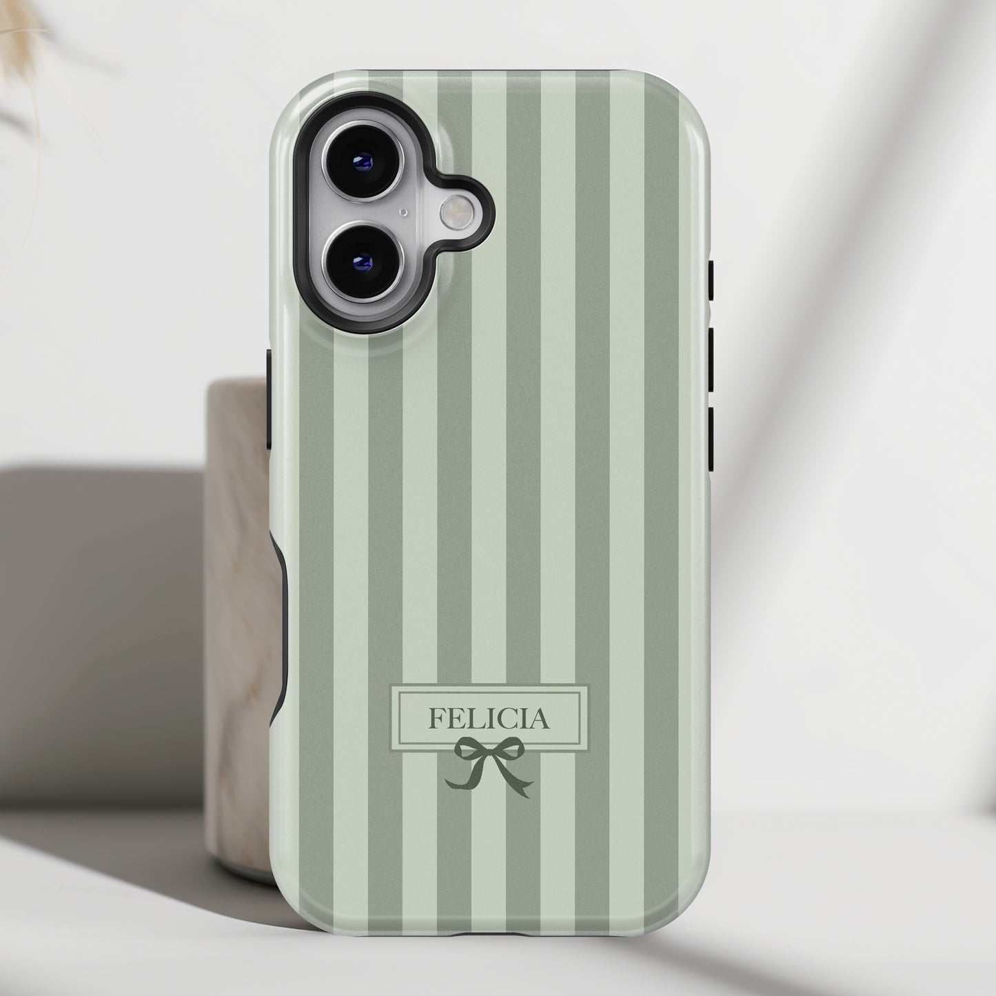 Personalisable Striped Design (Green) iPhone Case