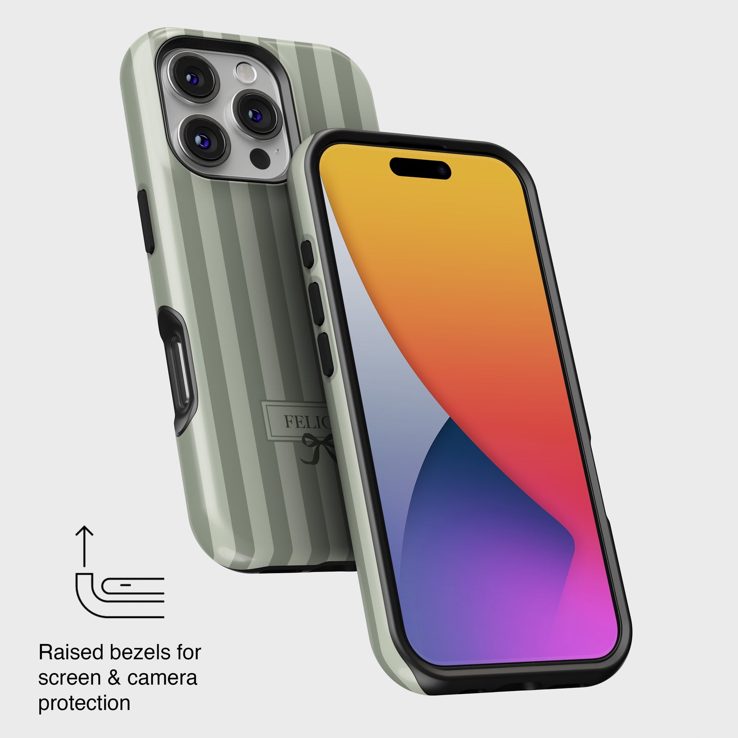 Personalisable Striped Design (Green) iPhone Case