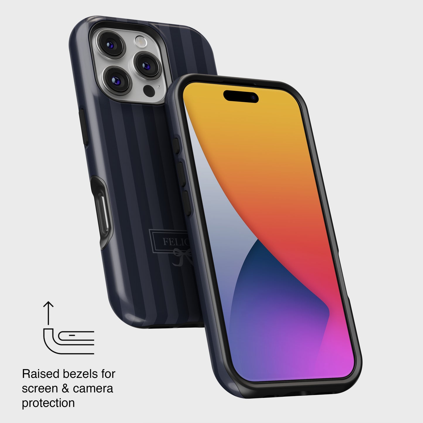 Personalisable Striped Design (Navy) iPhone Case