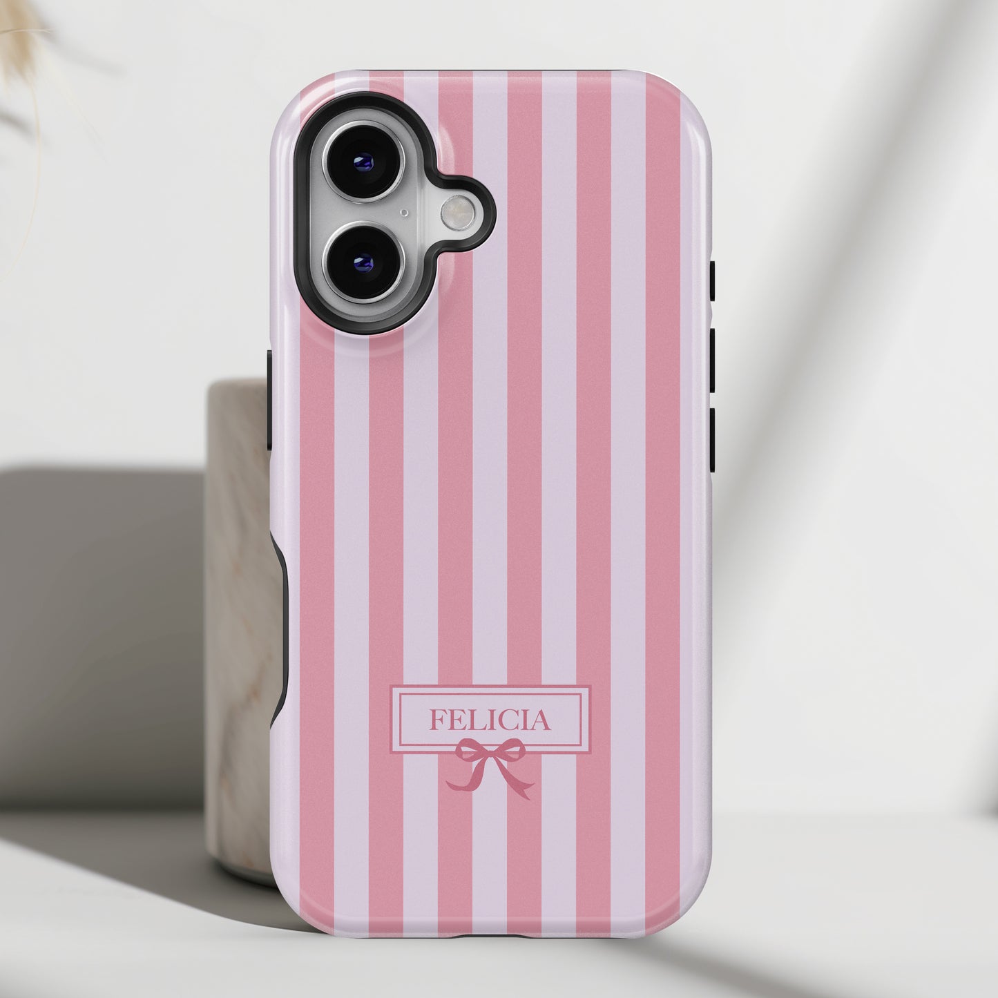Personalisable Striped Design (Pink) iPhone Case