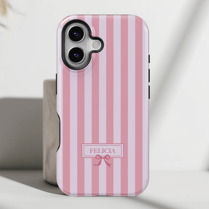 Personalisable Striped Design (Pink) iPhone Case