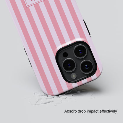 Personalisable Striped Design (Pink) iPhone Case