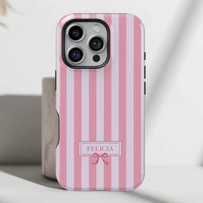 Personalisable Striped Design (Pink) iPhone Case