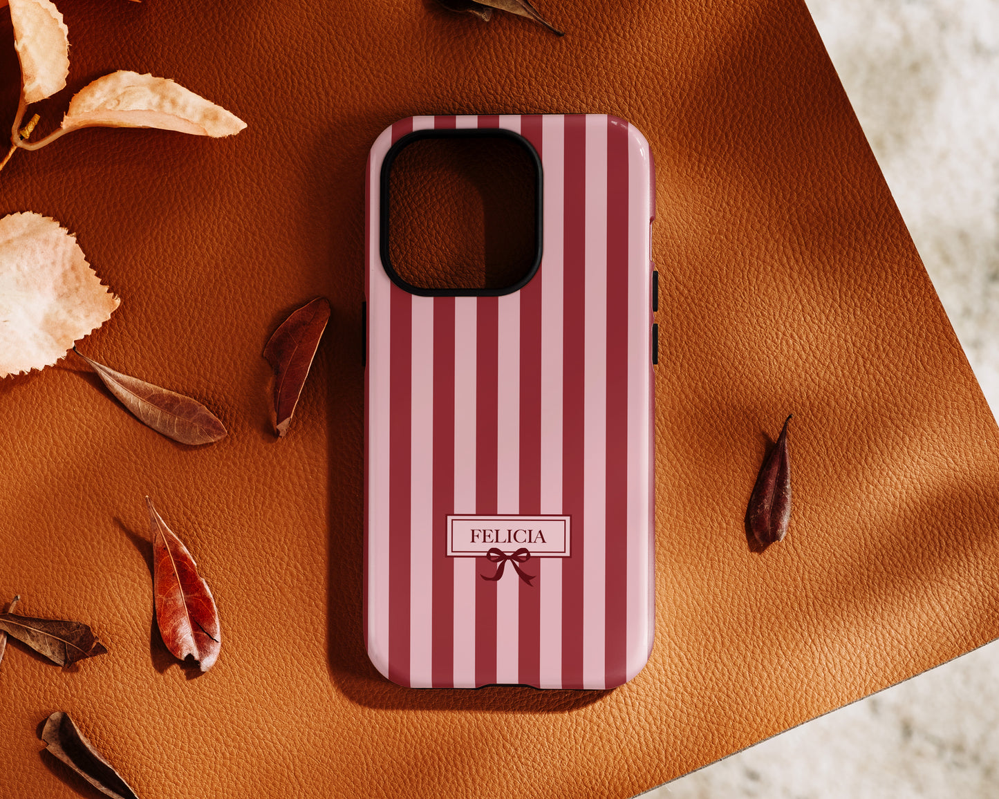 Personalisable Striped Design (Red) iPhone Case