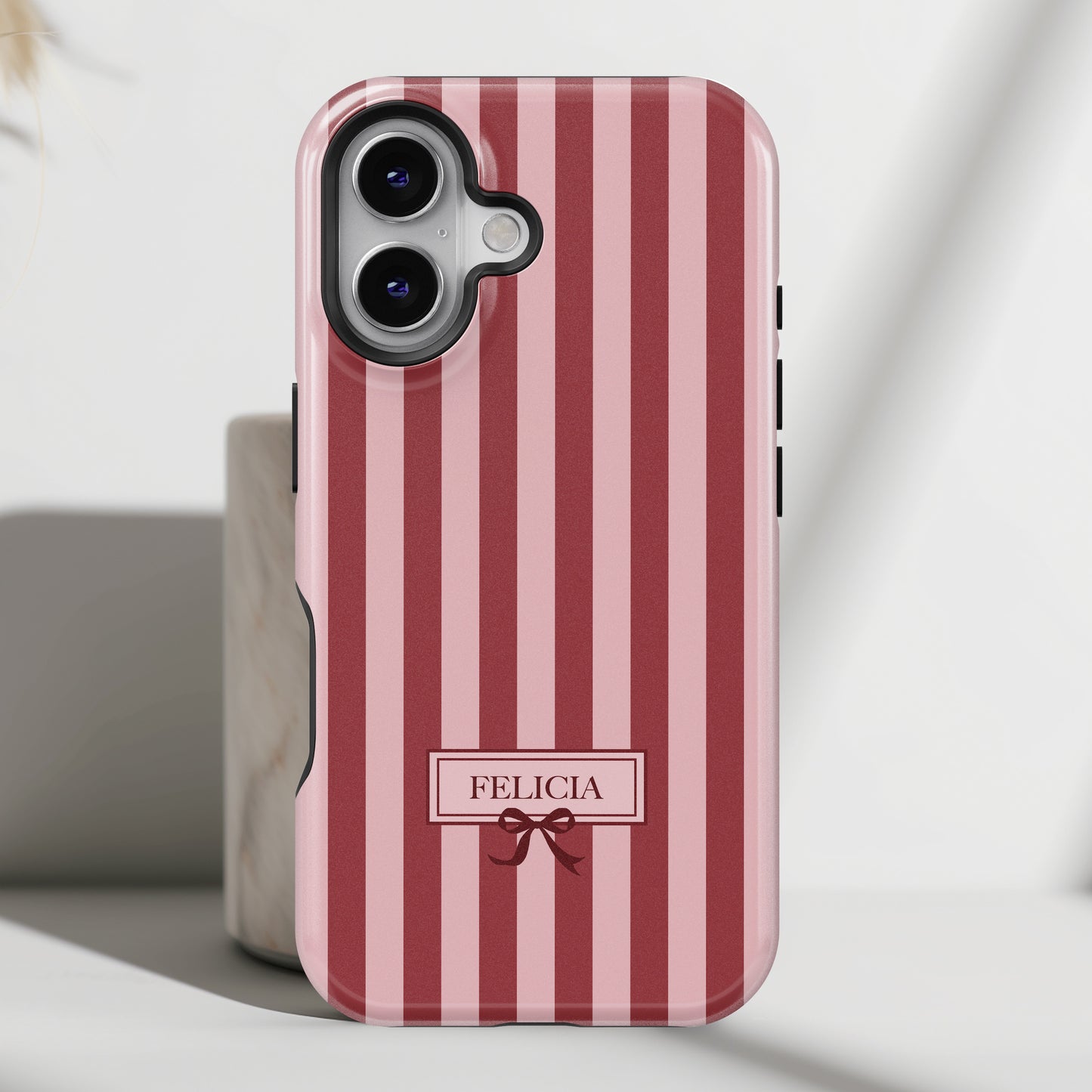 Personalisable Striped Design (Red) iPhone Case