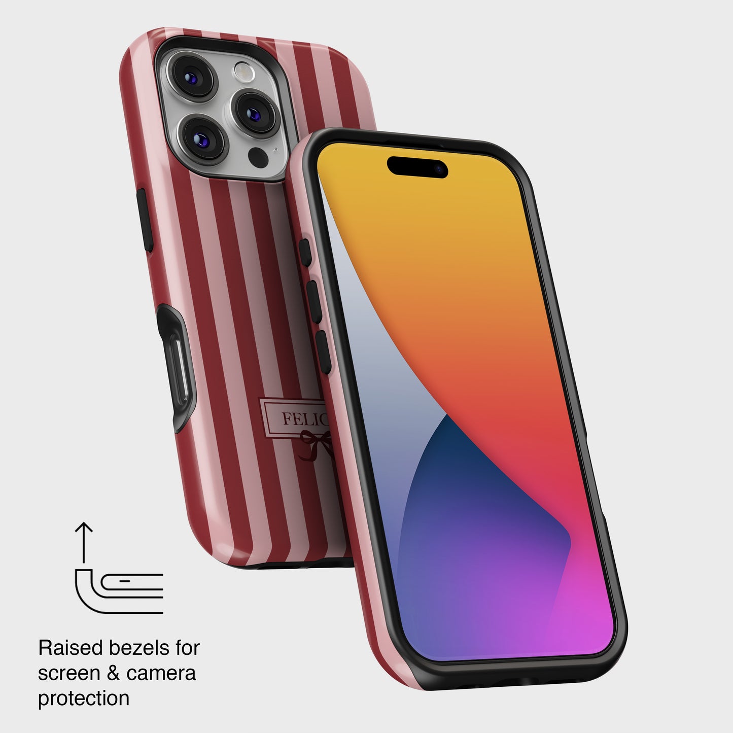 Personalisable Striped Design (Red) iPhone Case