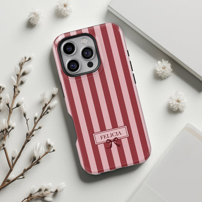 Personalisable Striped Design (Red) iPhone Case