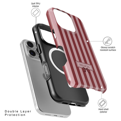 Personalisable Striped Design (Red) iPhone Case