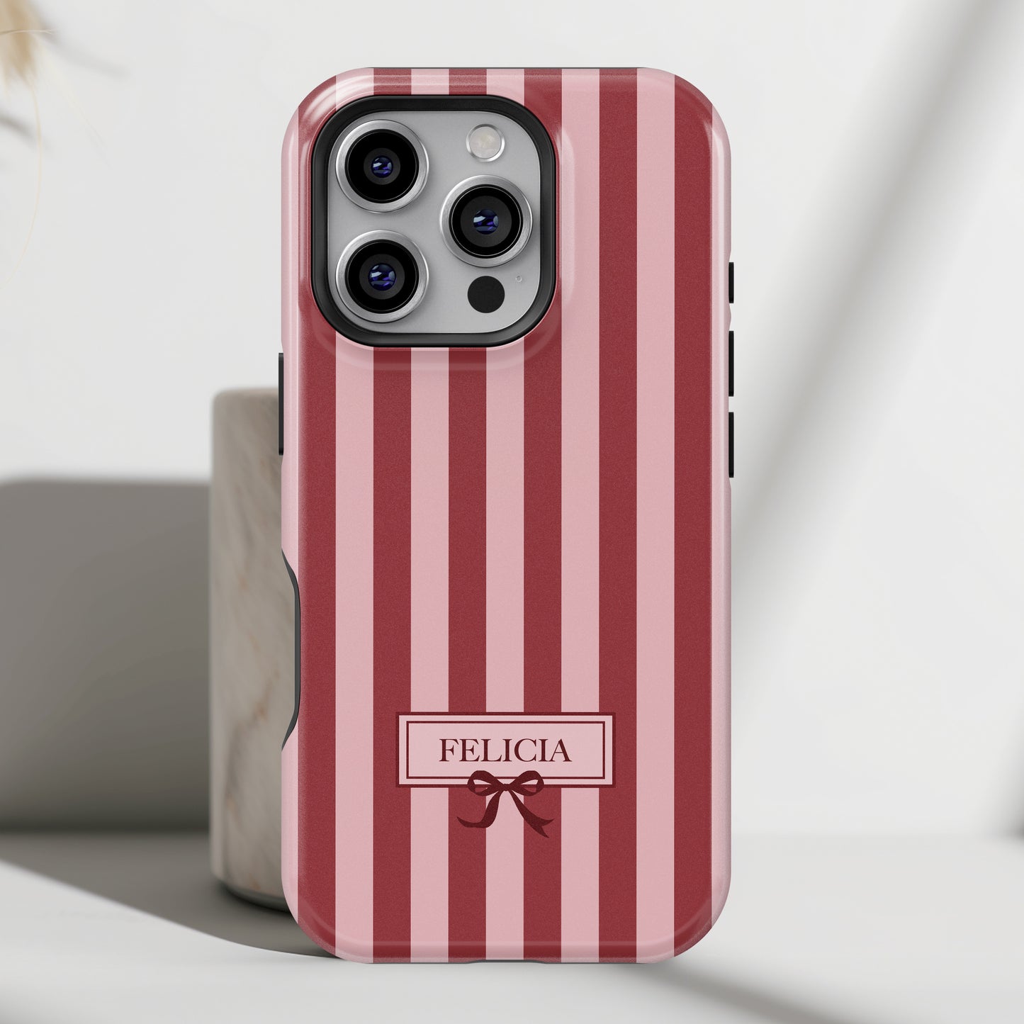 Personalisable Striped Design (Red) iPhone Case