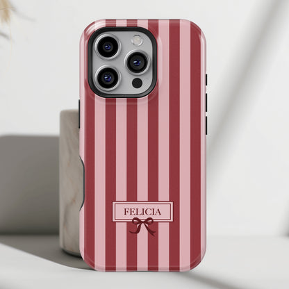 Personalisable Striped Design (Red) iPhone Case
