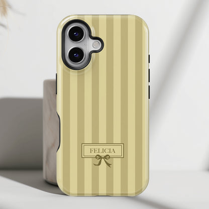 Personalisable Striped Design (Yellow) iPhone Case