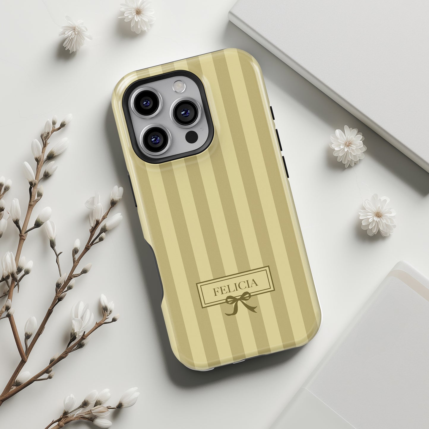 Personalisable Striped Design (Yellow) iPhone Case