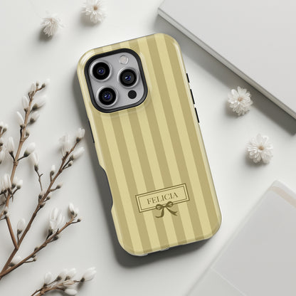 Personalisable Striped Design (Yellow) iPhone Case