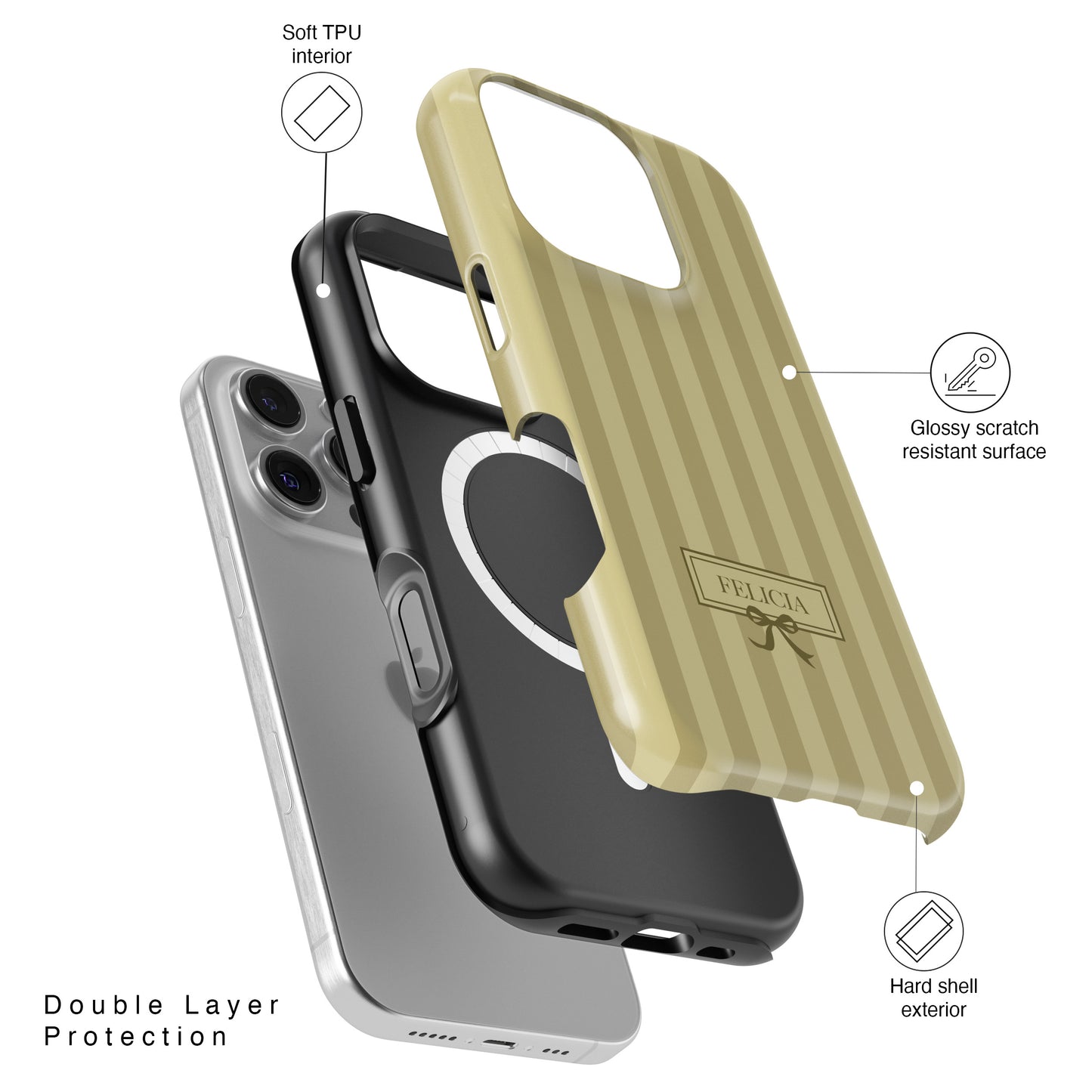 Personalisable Striped Design (Yellow) iPhone Case