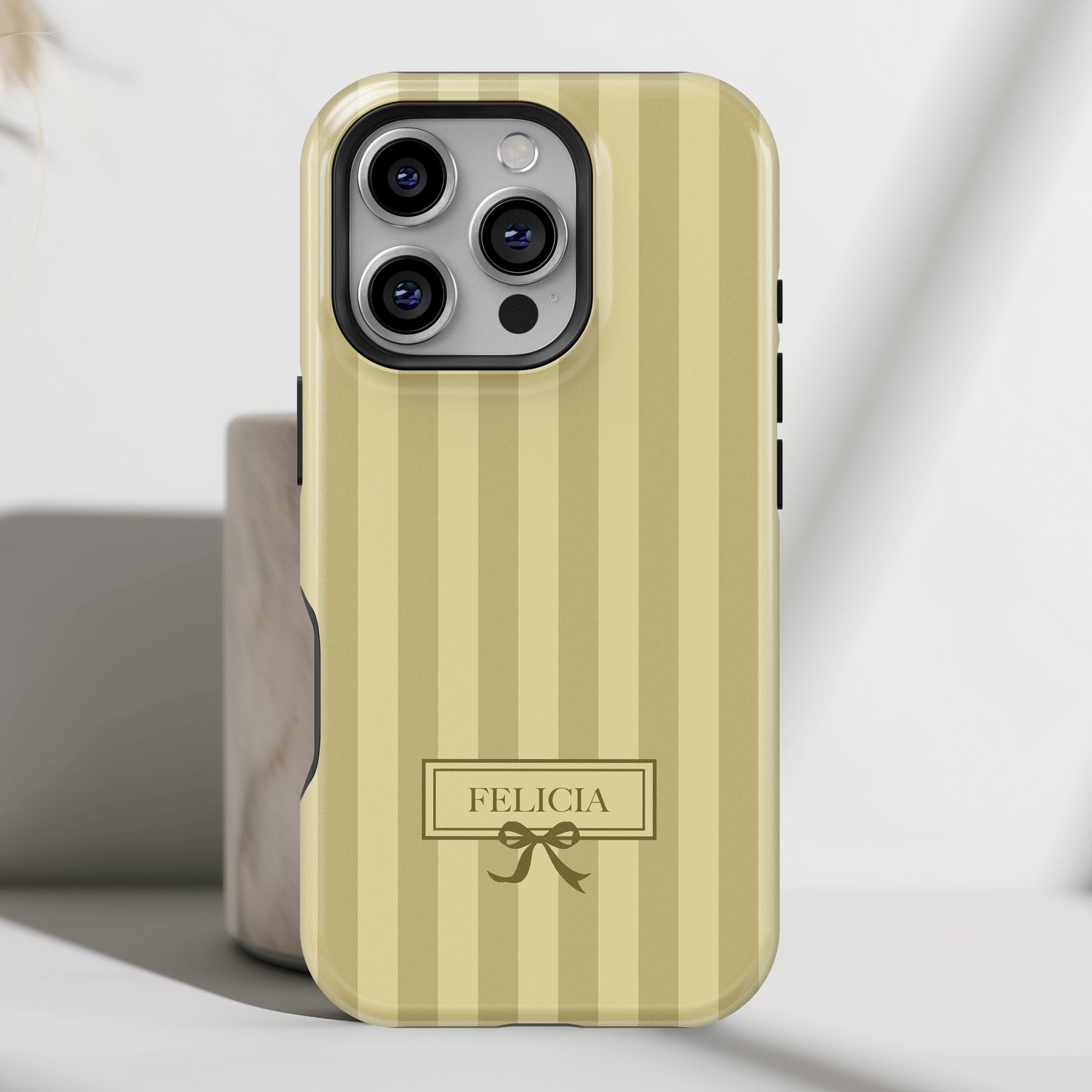 Personalisable Striped Design (Yellow) iPhone Case