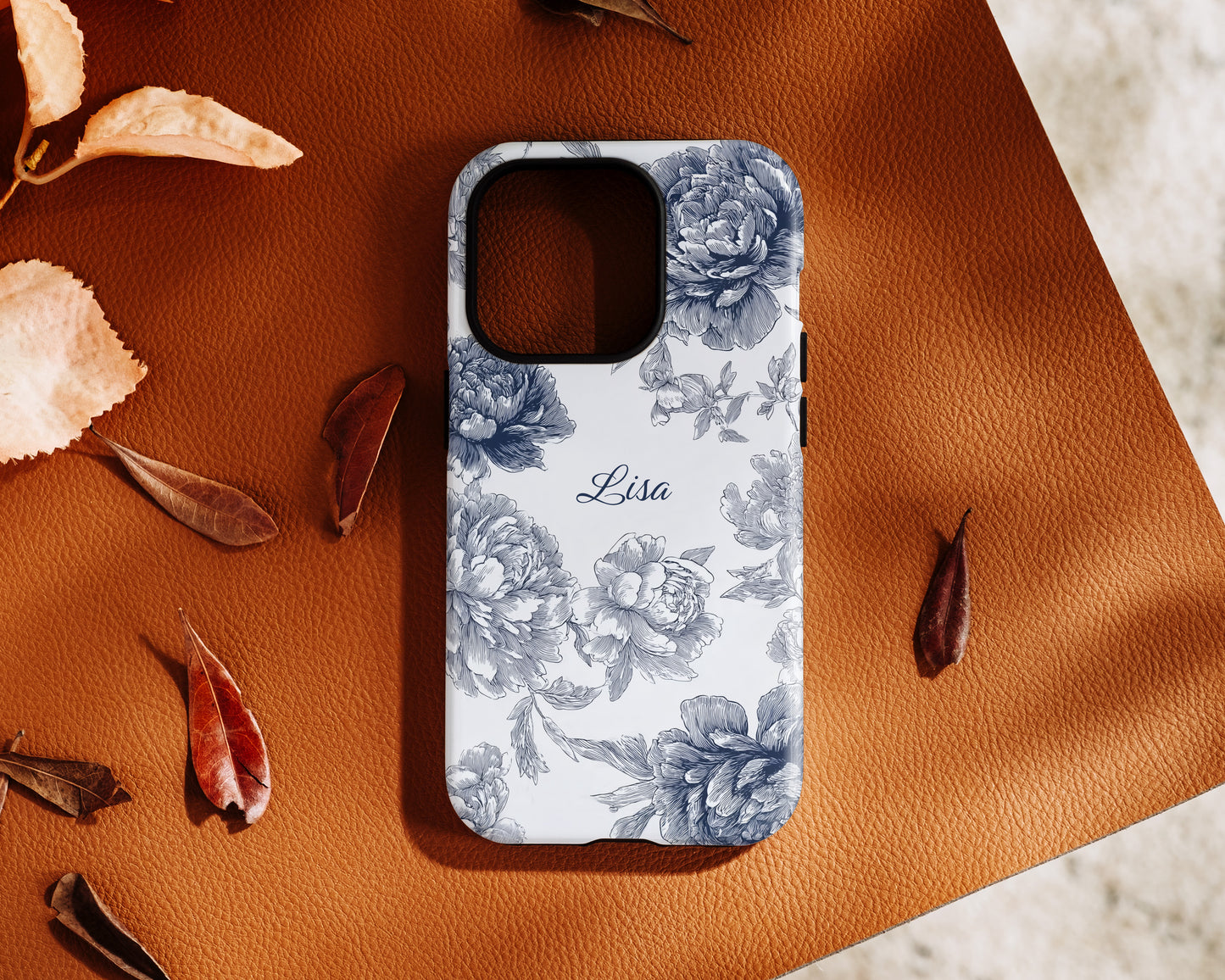 Personalisable Toile Floral Design iPhone Case