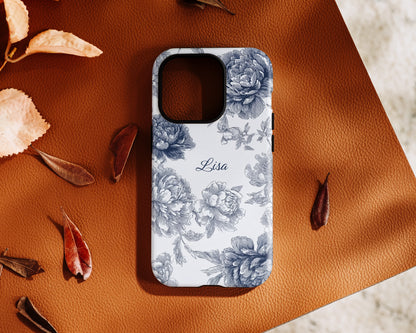 Personalisable Toile Floral Design iPhone Case
