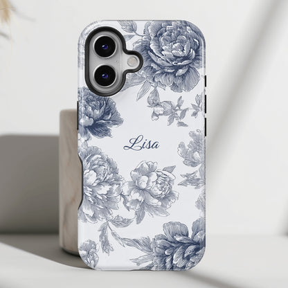 Personalisable Toile Floral Design iPhone Case