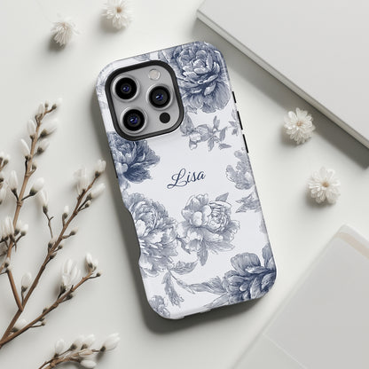 Personalisable Toile Floral Design iPhone Case