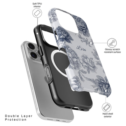 Personalisable Toile Floral Design iPhone Case