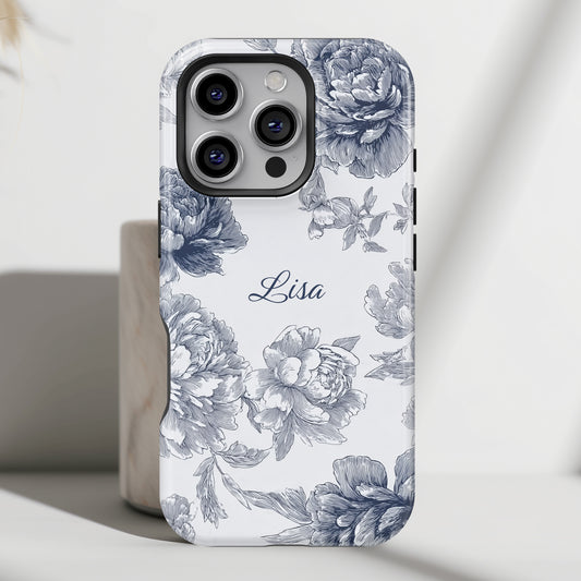 Personalisable Toile Floral Design iPhone Case