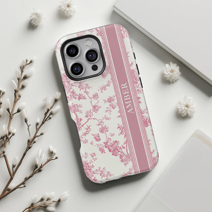 Personalisable Vintage Toile de Jouy Design iPhone Case