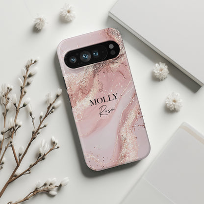 Personalised Luxury Pink Marble Design Phone Case for Google Pixel