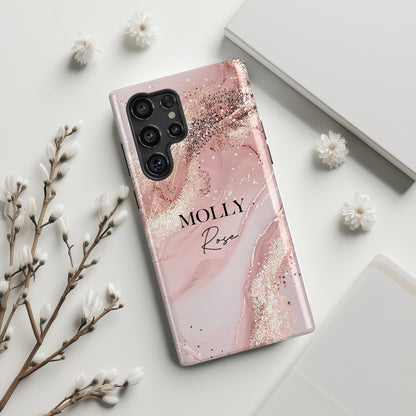Personalisable Luxury Pink Marble Design Phone Case for Galaxy S series Phones
