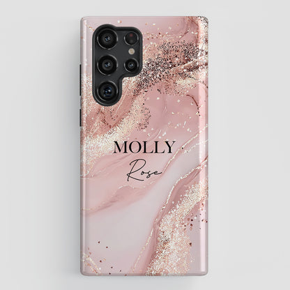 Personalisable Luxury Pink Marble Design Phone Case for Galaxy S series Phones