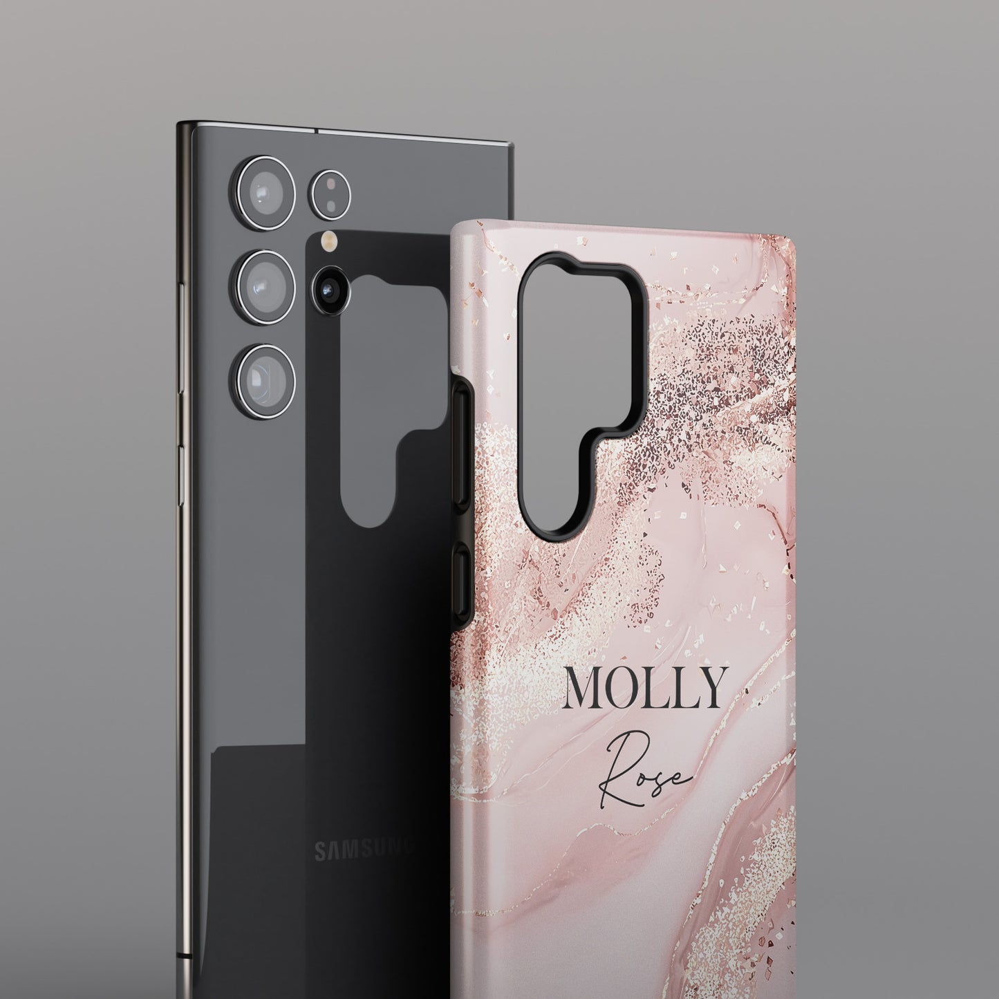 Personalisable Luxury Pink Marble Design Phone Case for Galaxy S series Phones
