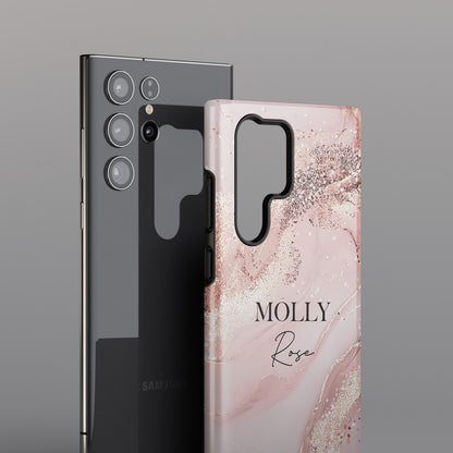 Personalisable Luxury Pink Marble Design Phone Case for Galaxy S series Phones