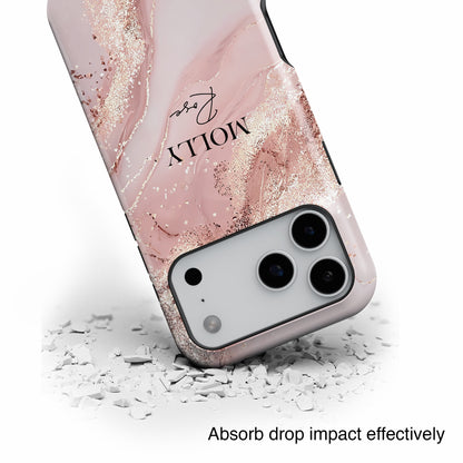 Personalisable Luxury Pink Marble Design iPhone Case