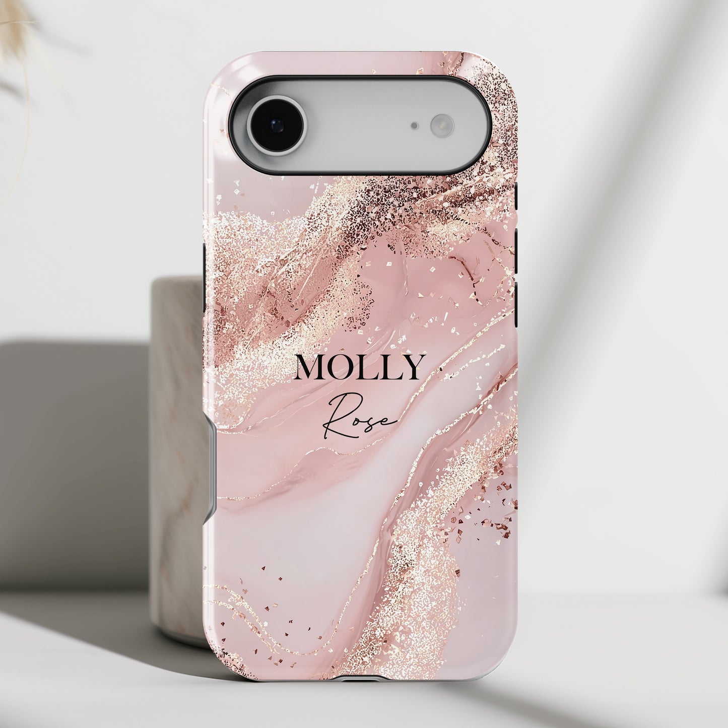 Personalisable Luxury Pink Marble Design iPhone Case