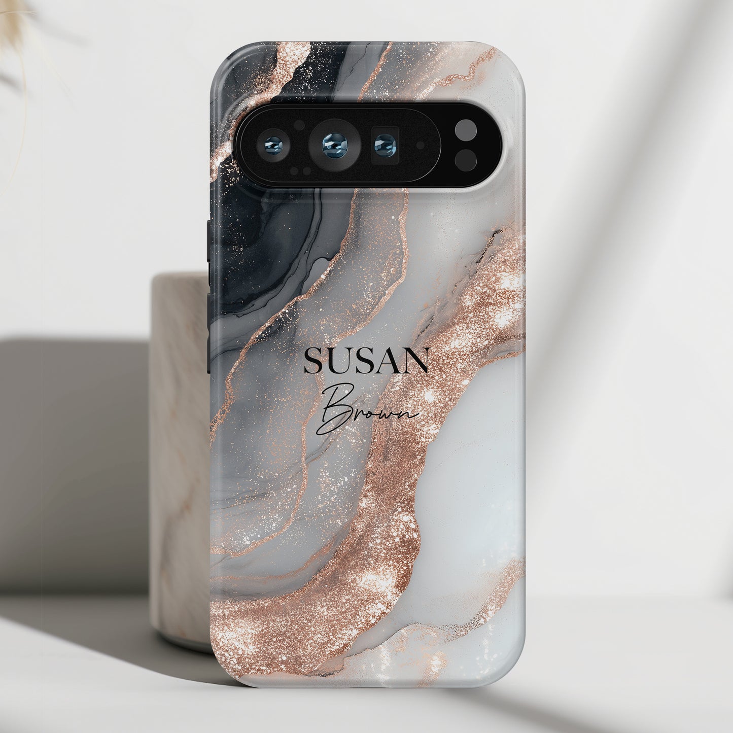 Personalised Luxury RoseGold Marble Design Phone Case for Google Pixel