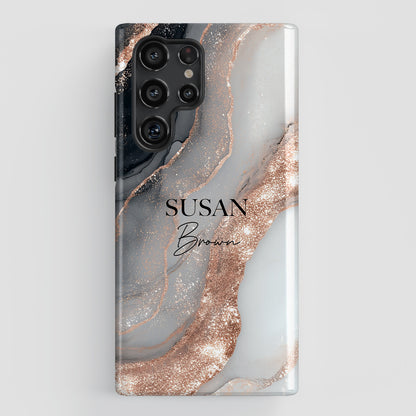 Personalisable Luxury RoseGold Marble Design Phone Case for Galaxy S series Phones