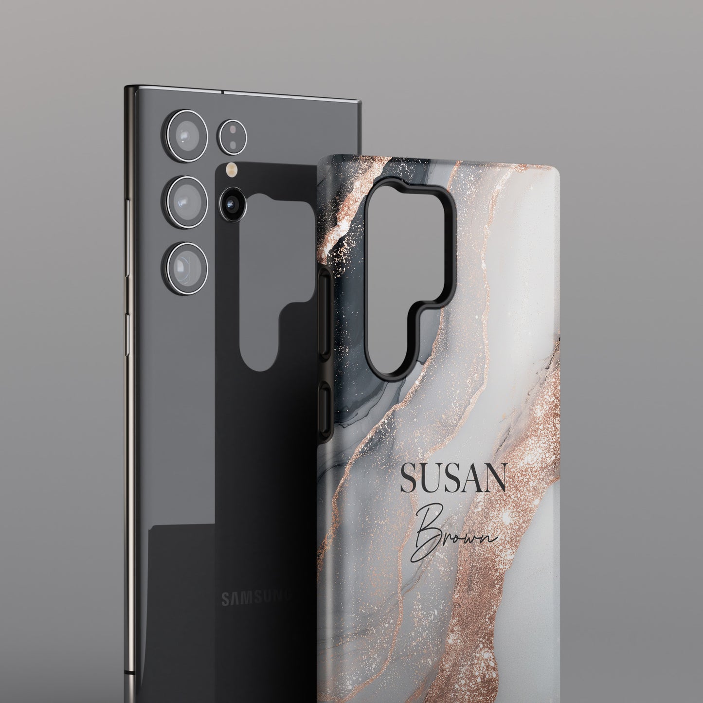 Personalisable Luxury RoseGold Marble Design Phone Case for Galaxy S series Phones