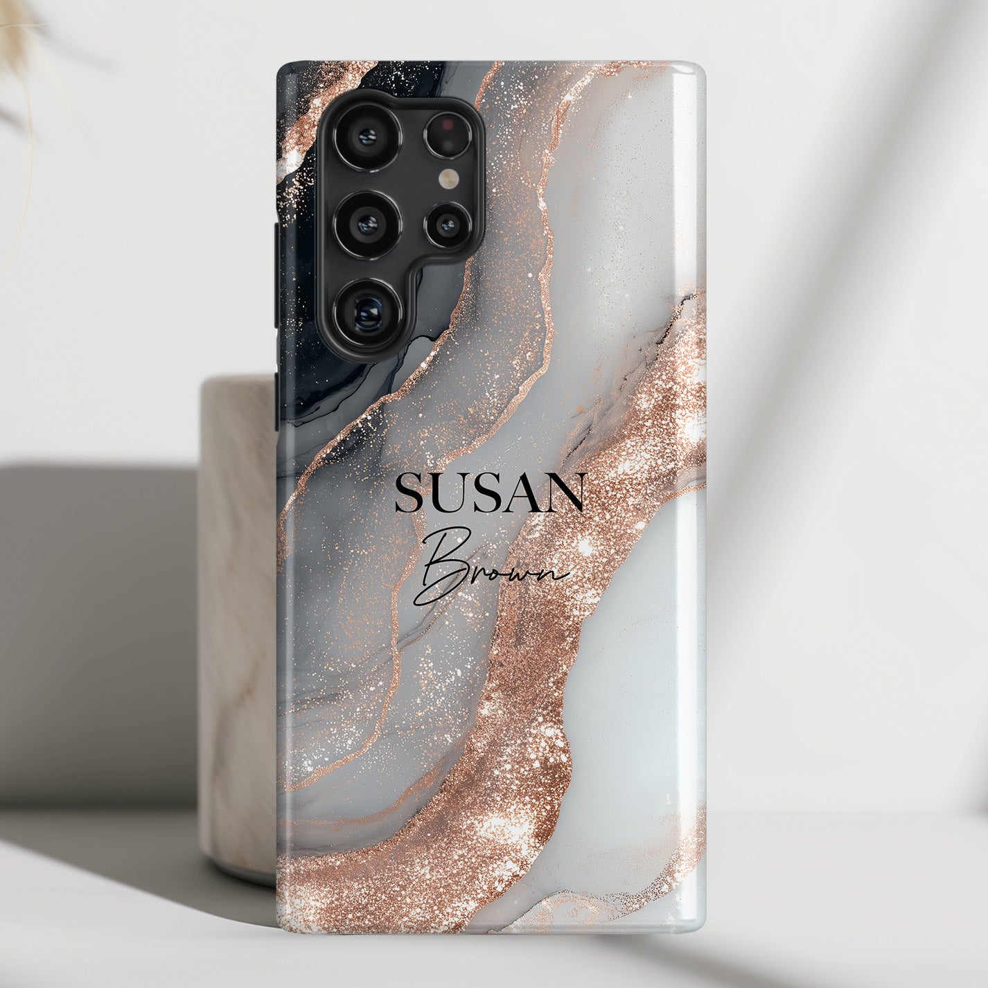 Personalisable Luxury RoseGold Marble Design Phone Case for Galaxy S series Phones