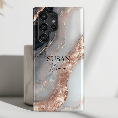 Personalisable Luxury RoseGold Marble Design Phone Case for Galaxy S series Phones