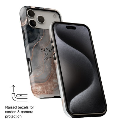 Personalisable Luxury RoseGold Marble Design iPhone Case
