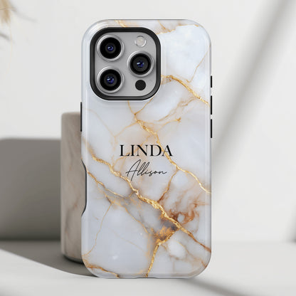 Personalisable Luxury White Marble Design iPhone Case