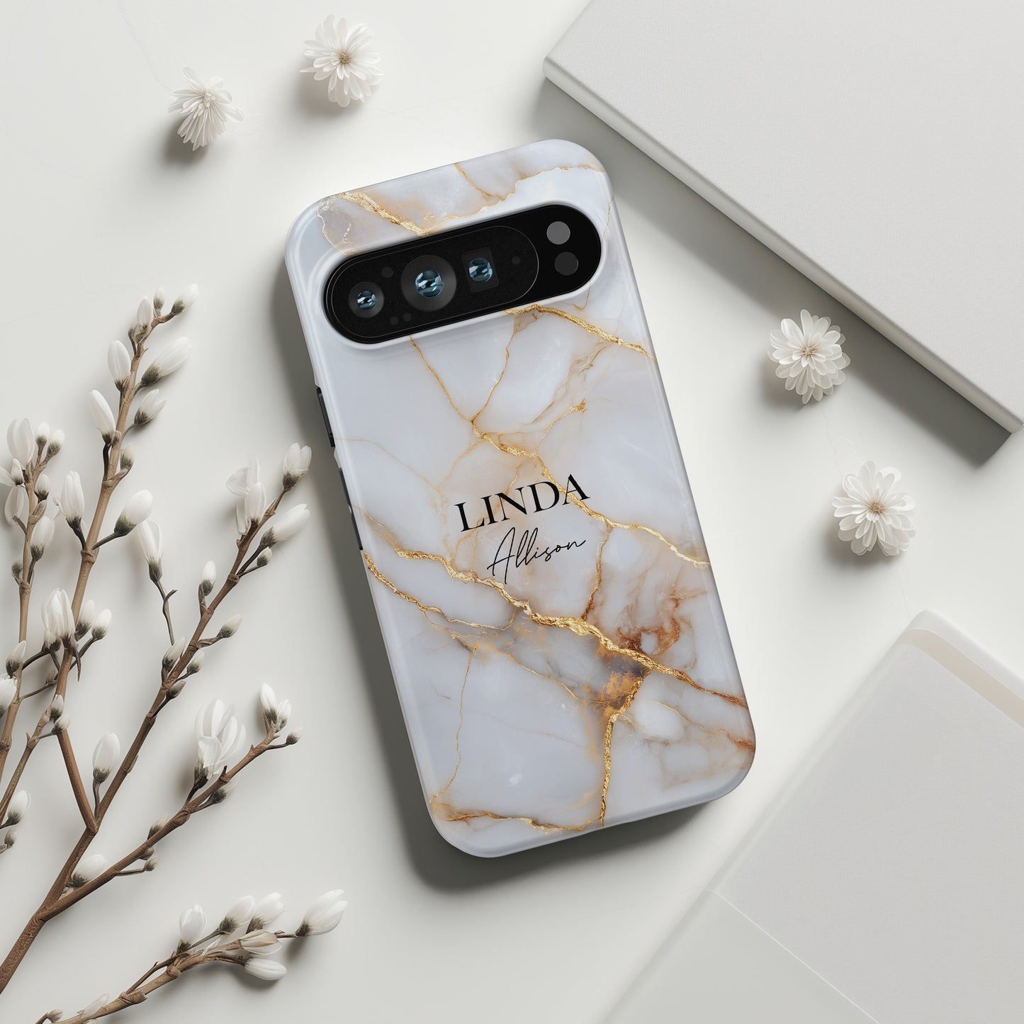 Personalised Luxury White Marble Design Phone Case for Google Pixel