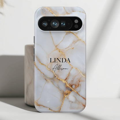 Personalised Luxury White Marble Design Phone Case for Google Pixel