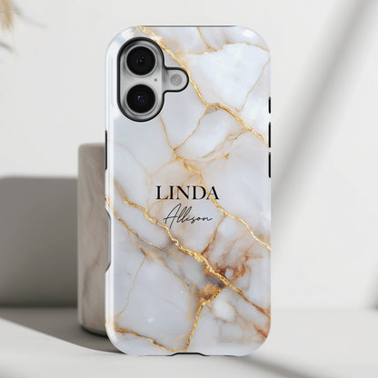 Personalisable Luxury White Marble Design iPhone Case