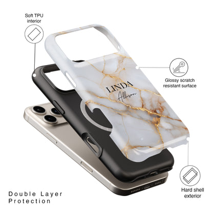 Personalisable Luxury White Marble Design iPhone Case